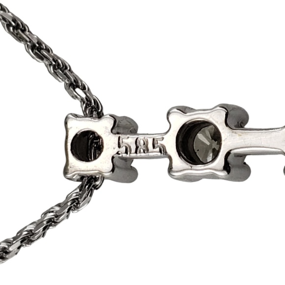 14 Karat White Gold 3 Diamond Pendant Necklace #18916 - Picture 5 of 7